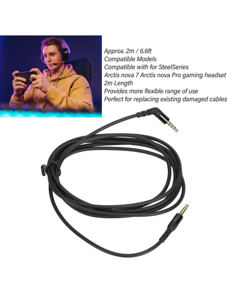 Cable Aux Sanpyl 2m 3.5mm para Auriculares SteelSeries Arctis