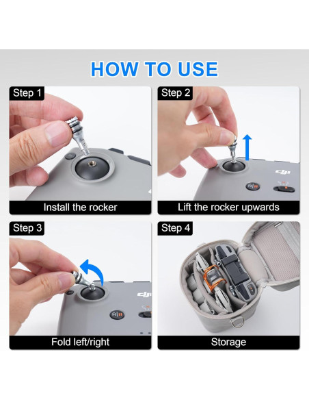 Controlador Plegable Joystick RCstyle para Drones DJI - 2 Piezas Plata