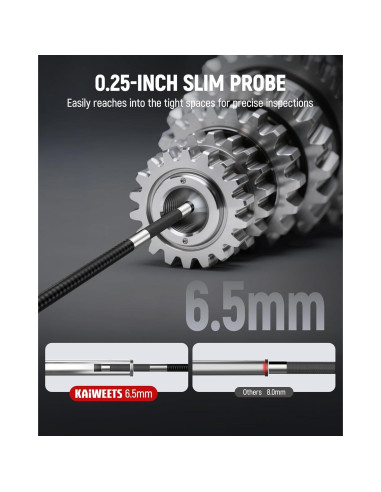 Cámara Borescopio Articulada KAIWEETS 1.62m con Luz LED