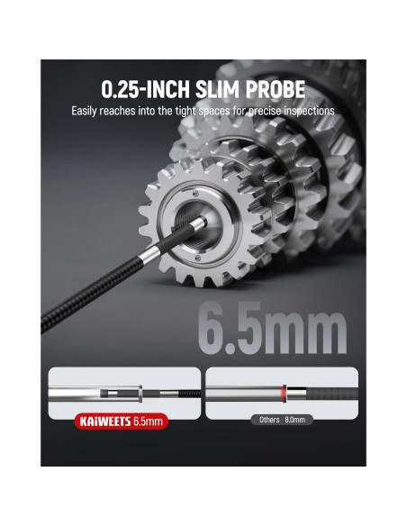 Cámara Borescopio Articulada KAIWEETS 1.62m con Luz LED