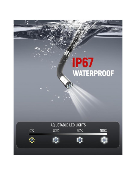 Cámara Borescopio Articulada KAIWEETS 1.62m con Luz LED