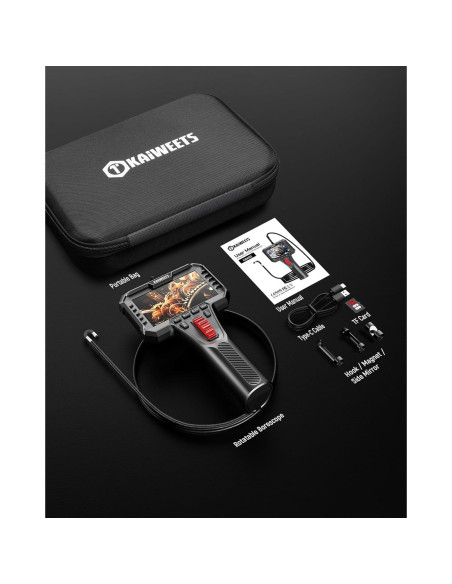 Cámara Borescopio Articulada KAIWEETS 1.62m con Luz LED