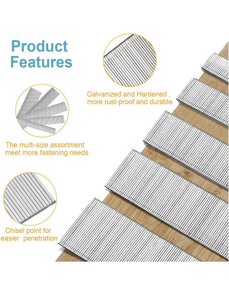 Clavos Brad 18GA Galvanizados BaBaYang 1500PCS 5 Tamaños