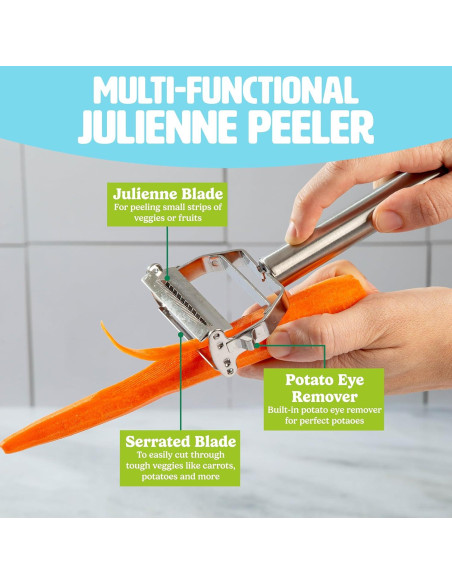 Pelador Julienne Tasty con Cepillo de Limpieza - Acero Inoxidable