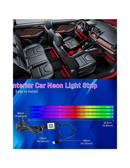 Luces LED RGB para Coche StoneBanks RGB-01, 72 LEDs