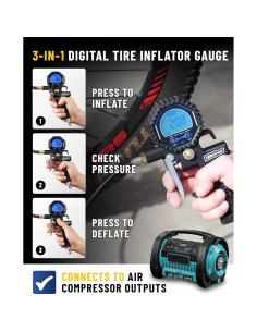 Inflador Digital de Neumáticos Gerchway 200 PSI - Válvula Presta 2