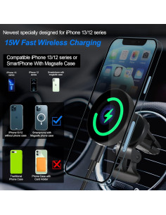 Cargador Inalámbrico DACK Mag-Safe 15W para Auto con Soporte 2