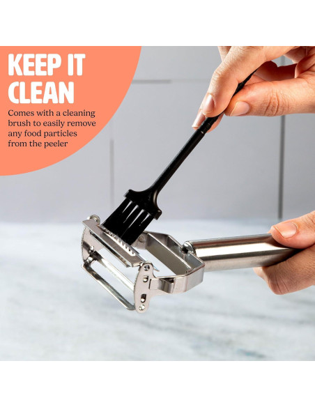 Pelador Julienne Tasty con Cepillo de Limpieza - Acero Inoxidable