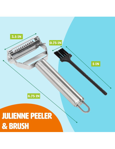 Pelador Julienne Tasty con Cepillo de Limpieza - Acero Inoxidable