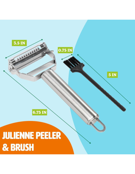 Pelador Julienne Tasty con Cepillo de Limpieza - Acero Inoxidable