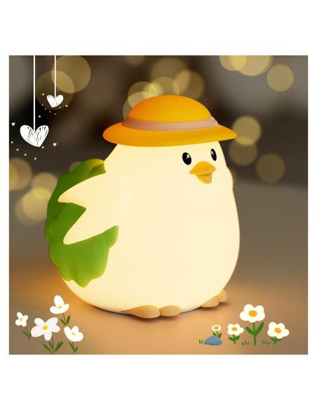 Luz Nocturna Silicona Pollito COSTECH - Lámpara Recargable 8 Colores