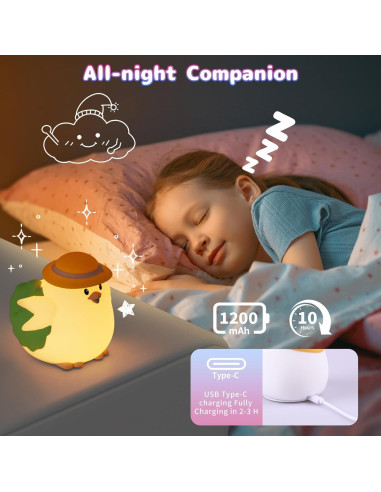 Luz Nocturna Silicona Pollito COSTECH - Lámpara Recargable 8 Colores
