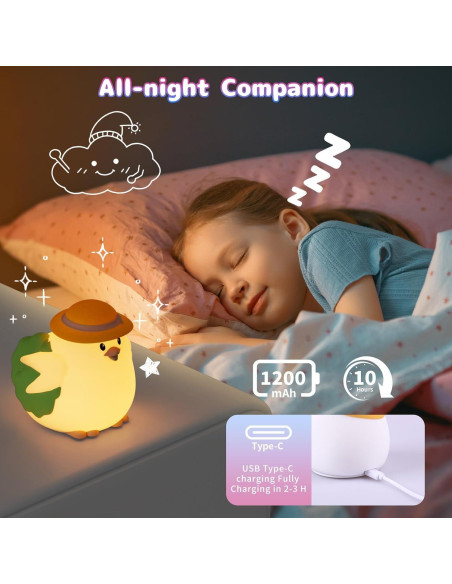 Luz Nocturna Silicona Pollito COSTECH - Lámpara Recargable 8 Colores