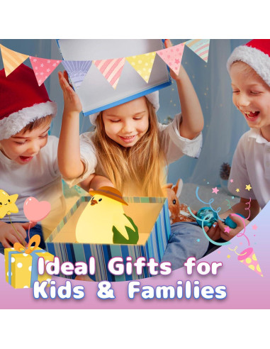 Luz Nocturna Silicona Pollito COSTECH - Lámpara Recargable 8 Colores