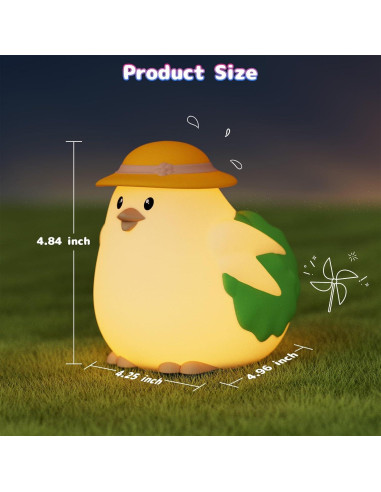 Luz Nocturna Silicona Pollito COSTECH - Lámpara Recargable 8 Colores