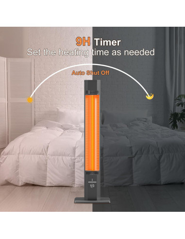 Calentador de Patio Eléctrico BIESQYA 1500W 9 Niveles Negro