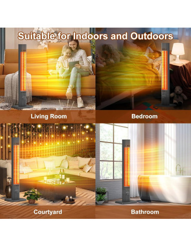 Calentador de Patio Eléctrico BIESQYA 1500W 9 Niveles Negro