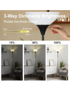 Lámpara de Pie Regulable LALISU LED 3 Niveles Brillo Negro 2