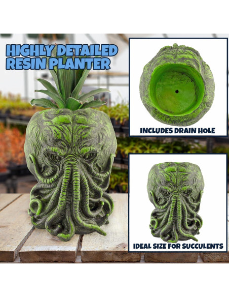 Maceta Cthulhu Toy Vault 28 cm Resina Verde con Negro