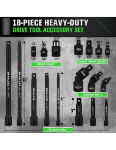 Juego de herramientas de 18 piezas SWANLAKE - Socket de impacto 2