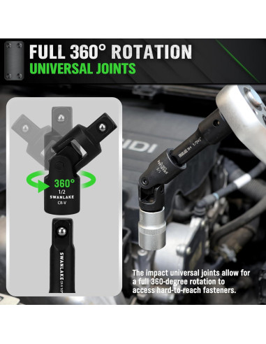 Juego de herramientas de 18 piezas SWANLAKE - Socket de impacto
