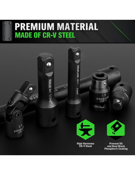 Juego de herramientas de 18 piezas SWANLAKE - Socket de impacto