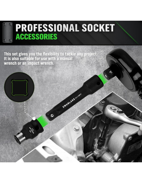 Juego de herramientas de 18 piezas SWANLAKE - Socket de impacto