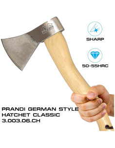 Hacha Prandi Alemán C45 Forjada - Mango de Hickory 40.64 cm 2