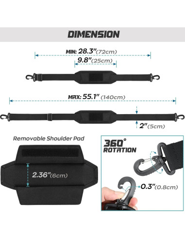 Correa de Hombro WYNEX con Almohadilla Desmontable 5 cm Negra