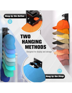 Gancho para Sombreros Bhtqdnq, Paquete de 2, Negro, Ahorra Espacio 2