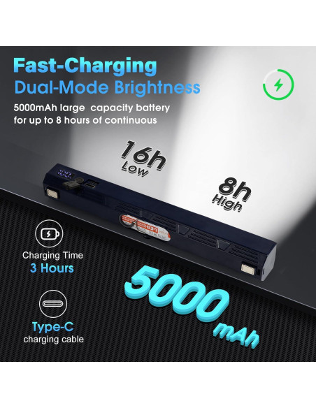 Barra de Luz Magnética Recargable 30 cm 5000mAh LED 6000 Lúmenes