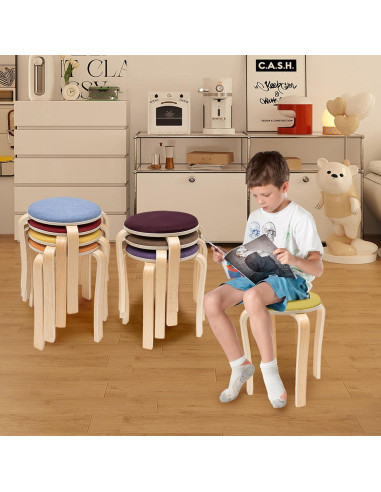 Juego de 8 Taburetes Redondos Apilables ZXTINGSHOP 41.5cm