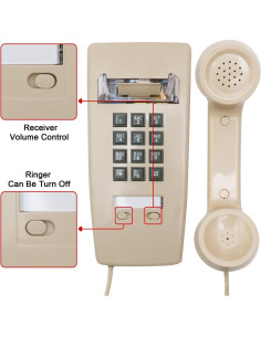 Teléfono de Pared Retro Sangyn Beige con Timbre Mecánico 2