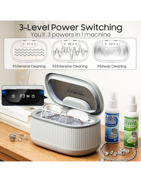 Limpiador Ultrasónico Fashome 550ml 45KHz 5 Modos para Joyas