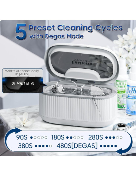 Limpiador Ultrasónico Fashome 550ml 45KHz 5 Modos para Joyas