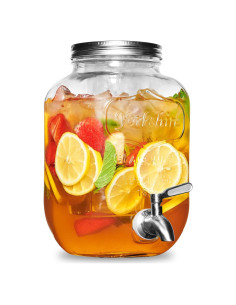 Dispensador de Bebidas de Vidrio FineDine 3.7L con Grifo Acero