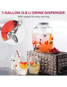 Dispensador de Bebidas de Vidrio FineDine 3.7L con Grifo Acero 2