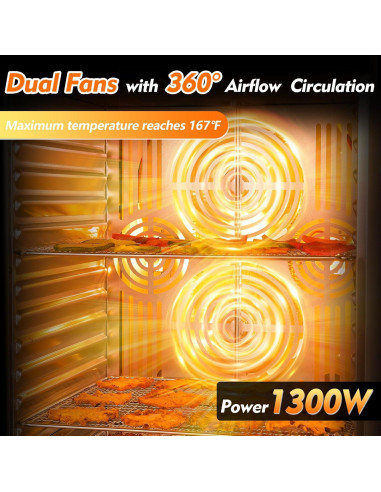Deshidratador de Alimentos Amzgachfktch 12 Bandejas Acero Inoxidable 1300W