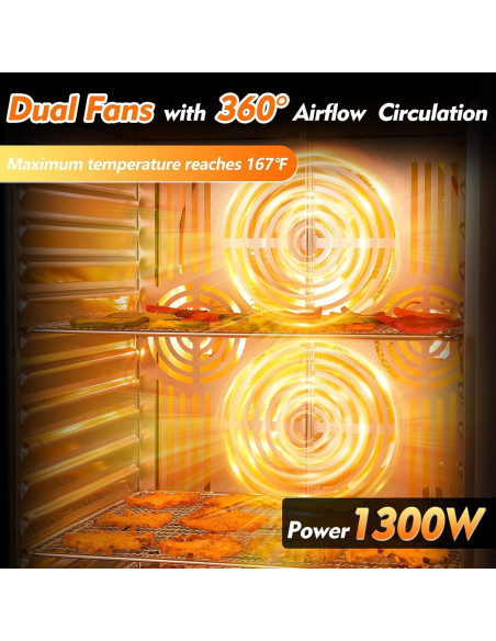 Deshidratador de Alimentos Amzgachfktch 12 Bandejas Acero Inoxidable 1300W