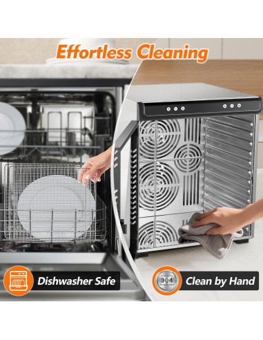 Deshidratador de Alimentos Amzgachfktch 12 Bandejas Acero Inoxidable 1300W