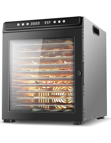 Deshidratador de Alimentos Amzgachfktch 12 Bandejas Acero Inoxidable 1300W
