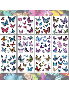 Tatuajes Temporales de Mariposa Ooopsi - 110 Pcs 3D Coloridos 2