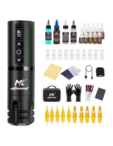 Kit de Máquina de Tatuaje Inalámbrica MK 2000mAh con Agujas