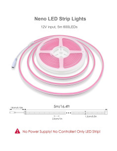 Tira de Luces Neón Rosa ALITOVE 5M 600 LEDs Impermeable 2