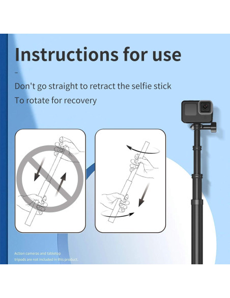 Bastón de Selfie Extensible TELESIN 270cm Carbono Impermeable