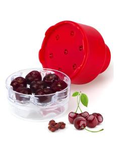 Deshuesador de Cerezas Ziolam Portátil 7 Agujeros ABS Rojo