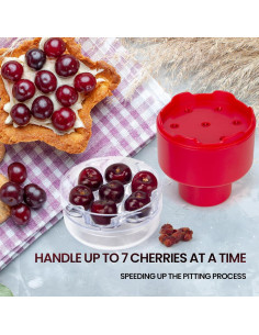 Deshuesador de Cerezas Ziolam Portátil 7 Agujeros ABS Rojo 2