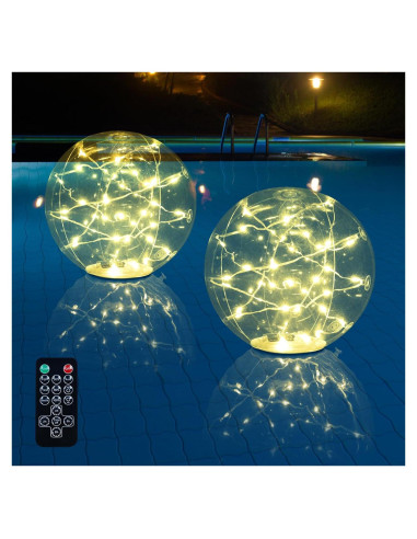 Luces de piscina flotantes solares Bawoo 14" IP68 2PCS