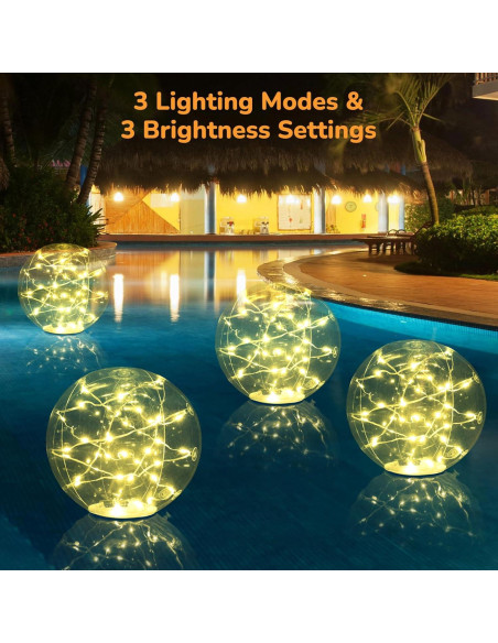 Luces de piscina flotantes solares Bawoo 14" IP68 2PCS