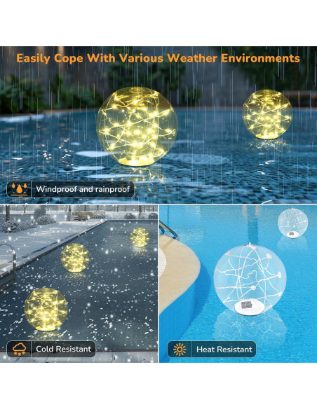 Luces de piscina flotantes solares Bawoo 14" IP68 2PCS
